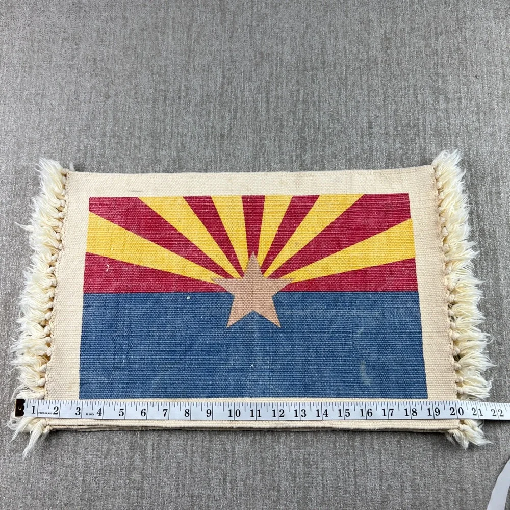 Vintage Arizona State Flag Canvas Woven Placemats Set of 4 Fringed Rustic Decor‎